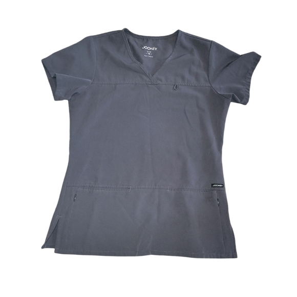 Jockey scrub top size XS. Gray, short sleeve, zipper pockets. - Picture 2 of 8